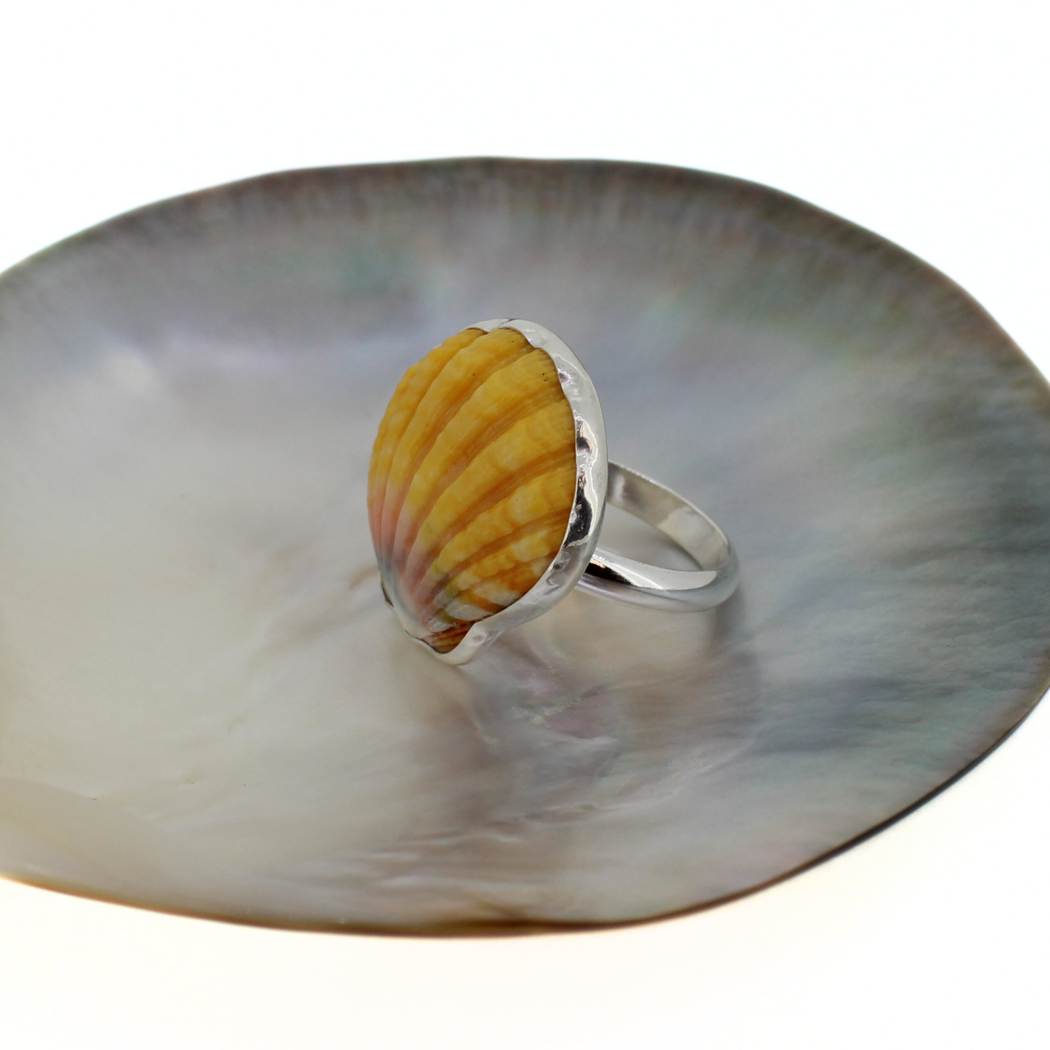 Sterling Silver Sunrise Shell Ring Size 9