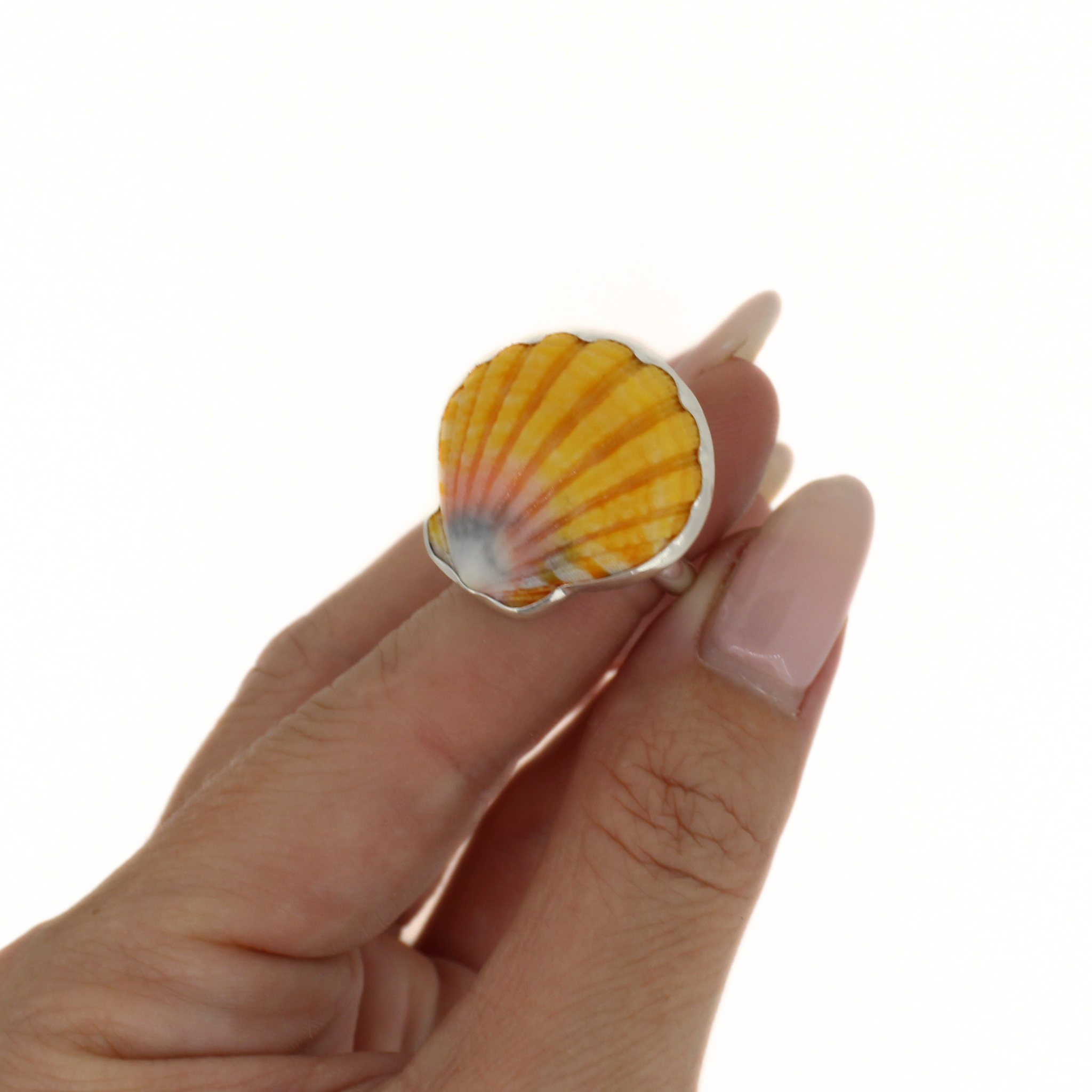 Sterling Silver Sunrise Shell Ring Size 9