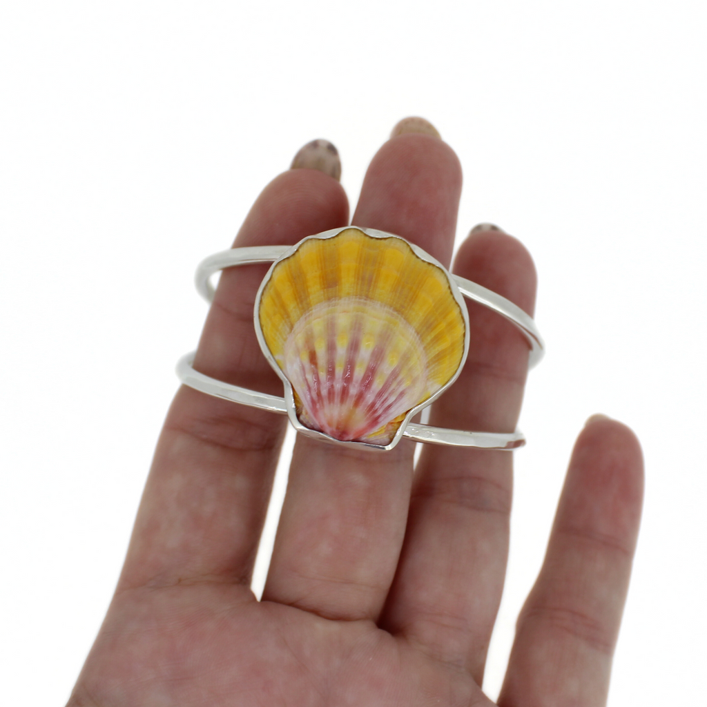 Sterling Silver Sunrise Shell Statement Cuff