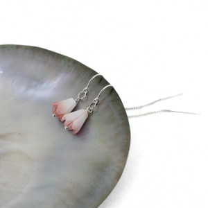 Sterling Silver Conch Shell Pikake Short Threader Earrings