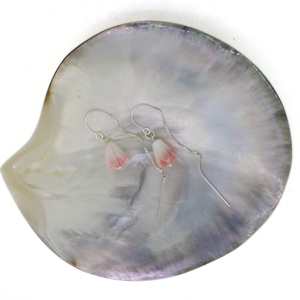Sterling Silver Conch Shell Pikake Short Threader Earrings