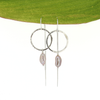 Brianne & Co. sterling silver threader hoop earrings with pink Edison keshi pearls front view