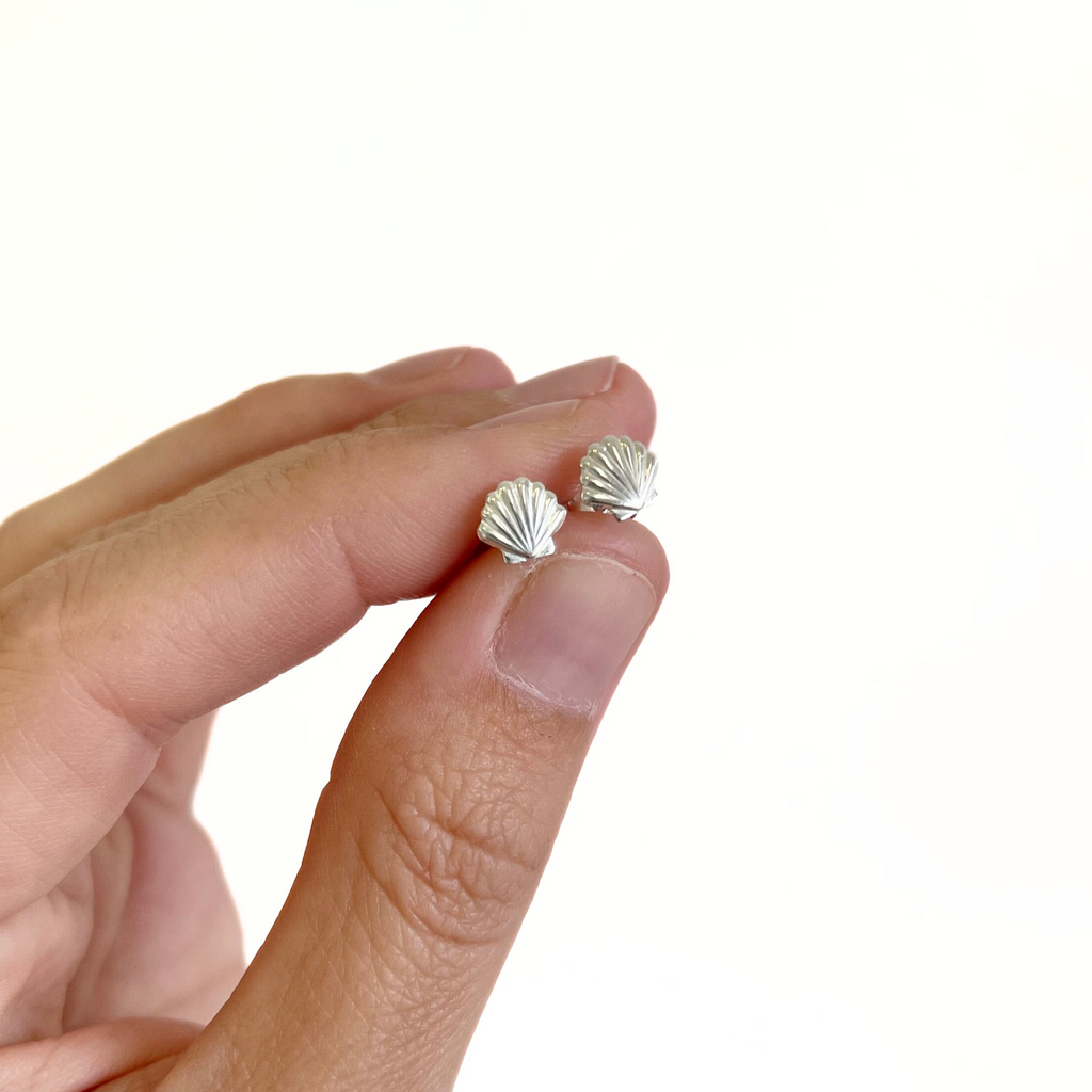 Sterling Silver Tiny Shell Studs
