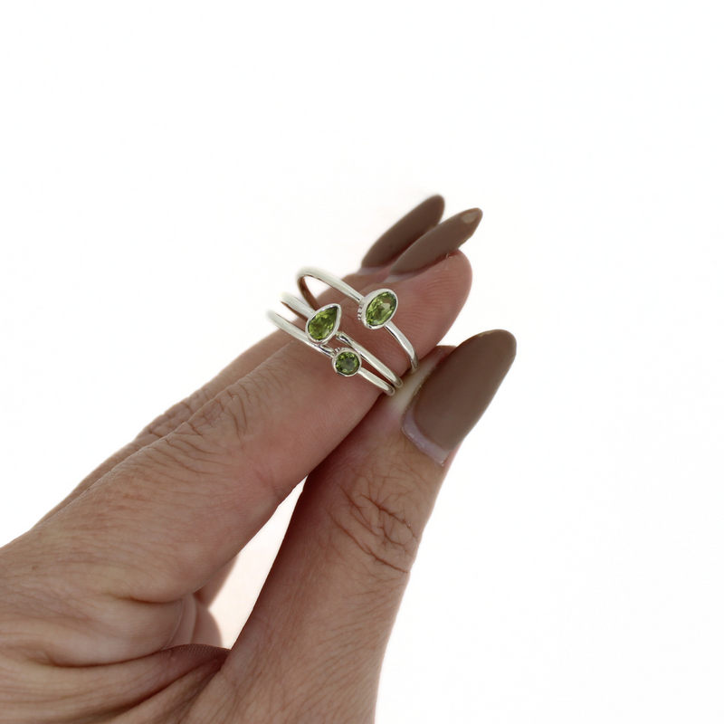 Brianne & Co. sterling silver peridot ring set of 3