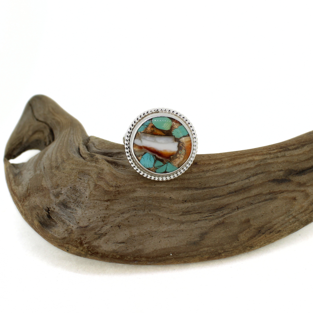 Sterling Silver Turquoise/Spiny Oyster Ring handmade by Brianne & Co.