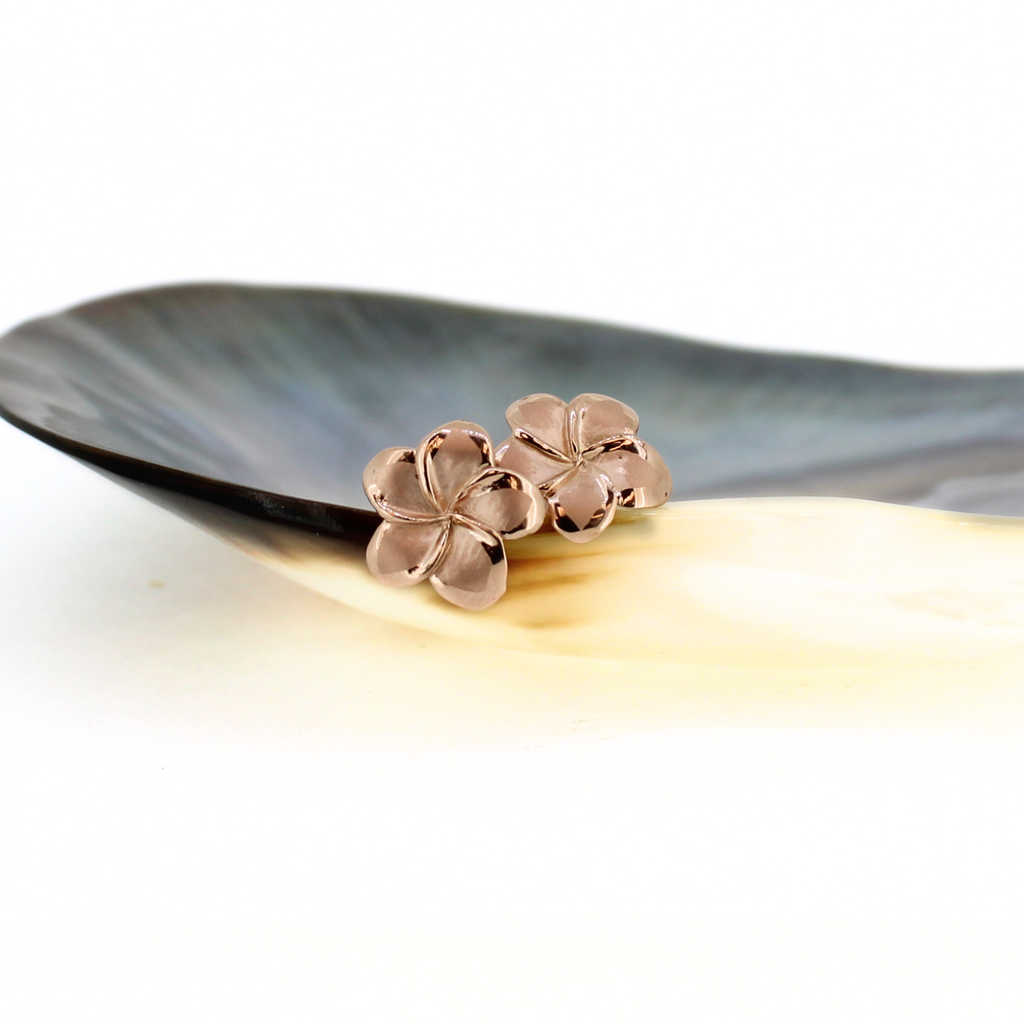 14K Rose Gold Plumeria Earring Medium