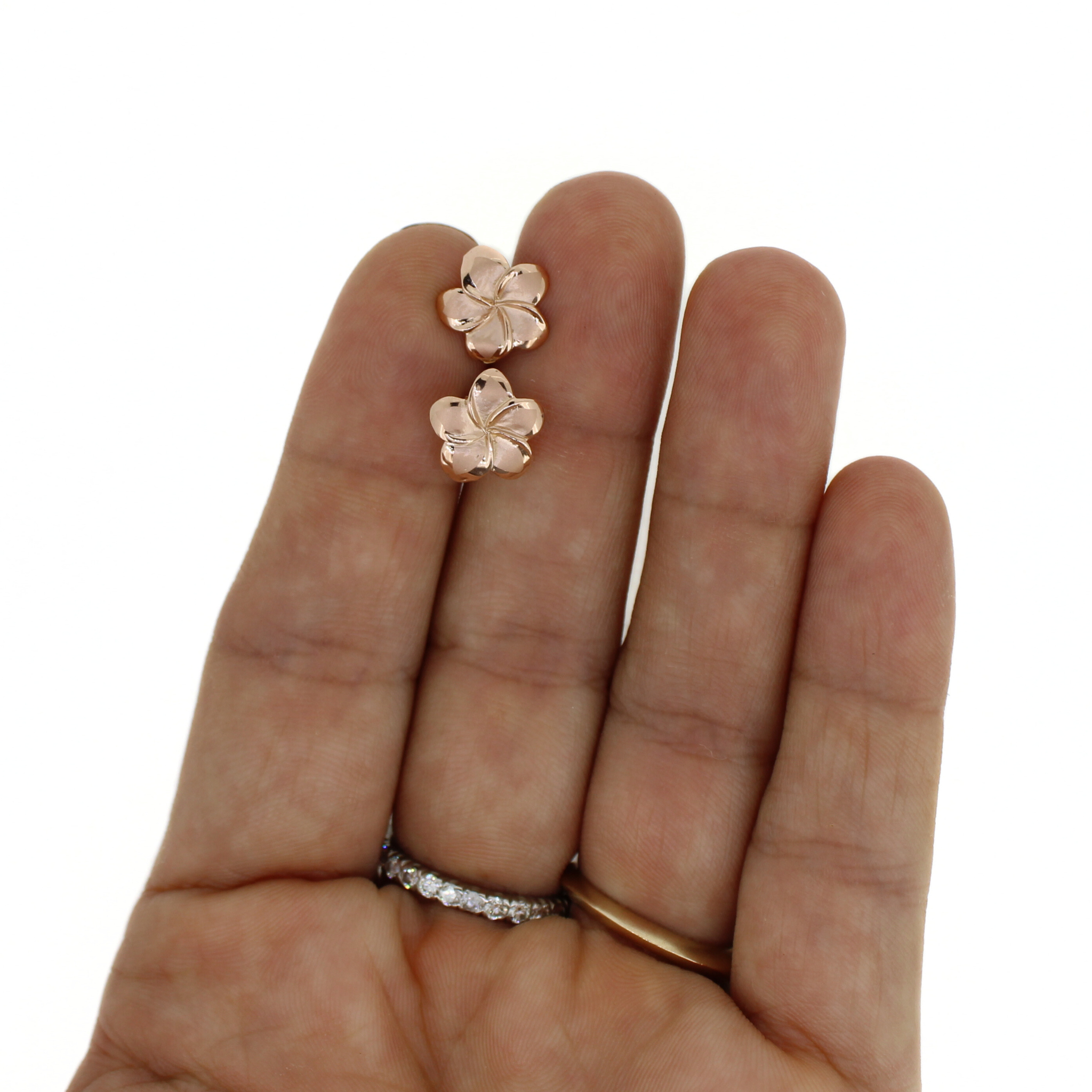 14K Rose Gold Plumeria Earring Medium