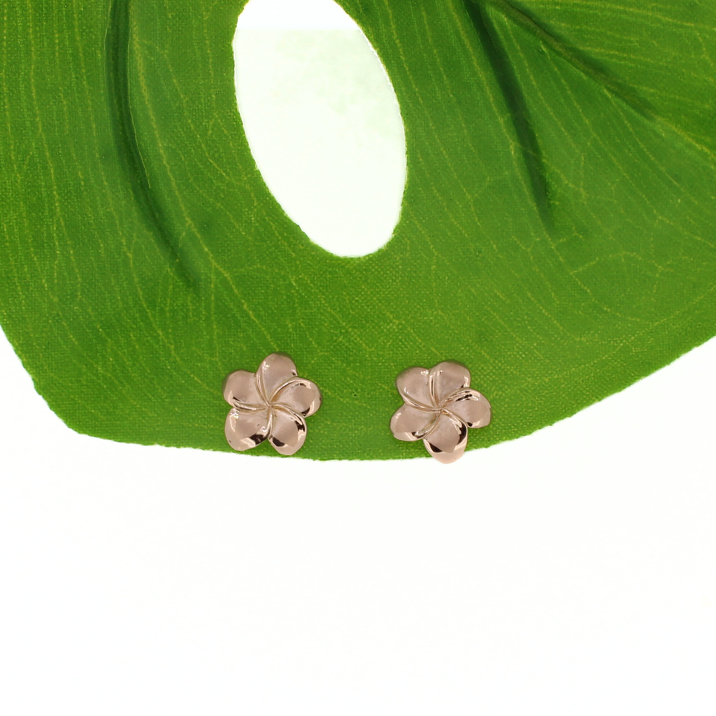 14K Rose Gold Plumeria Earring Medium