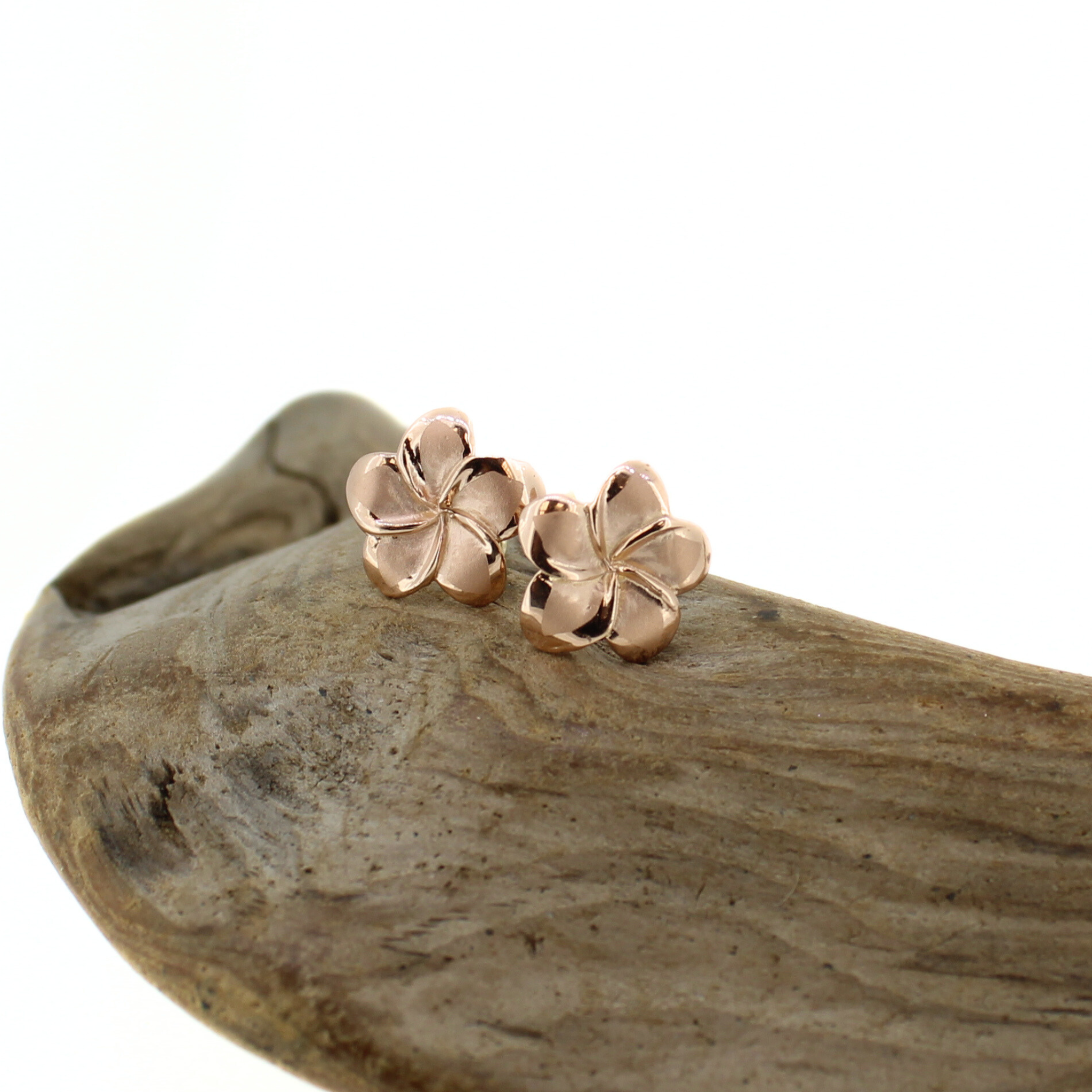 14K Rose Gold Plumeria Earring Medium