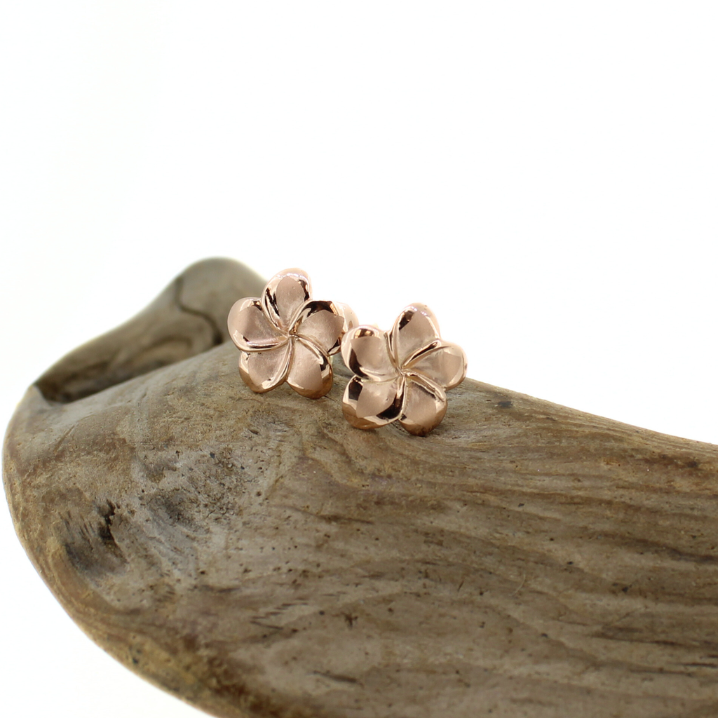 14K Rose Gold Plumeria Earring Medium