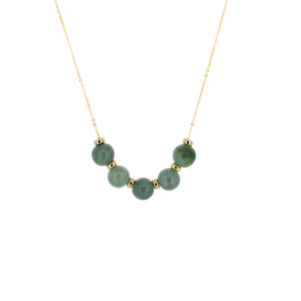 14k gold fill floating jade necklace handmade by Brianne & Co.