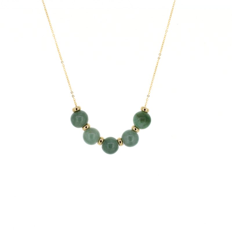 14k gold fill floating jade necklace handmade by Brianne & Co.