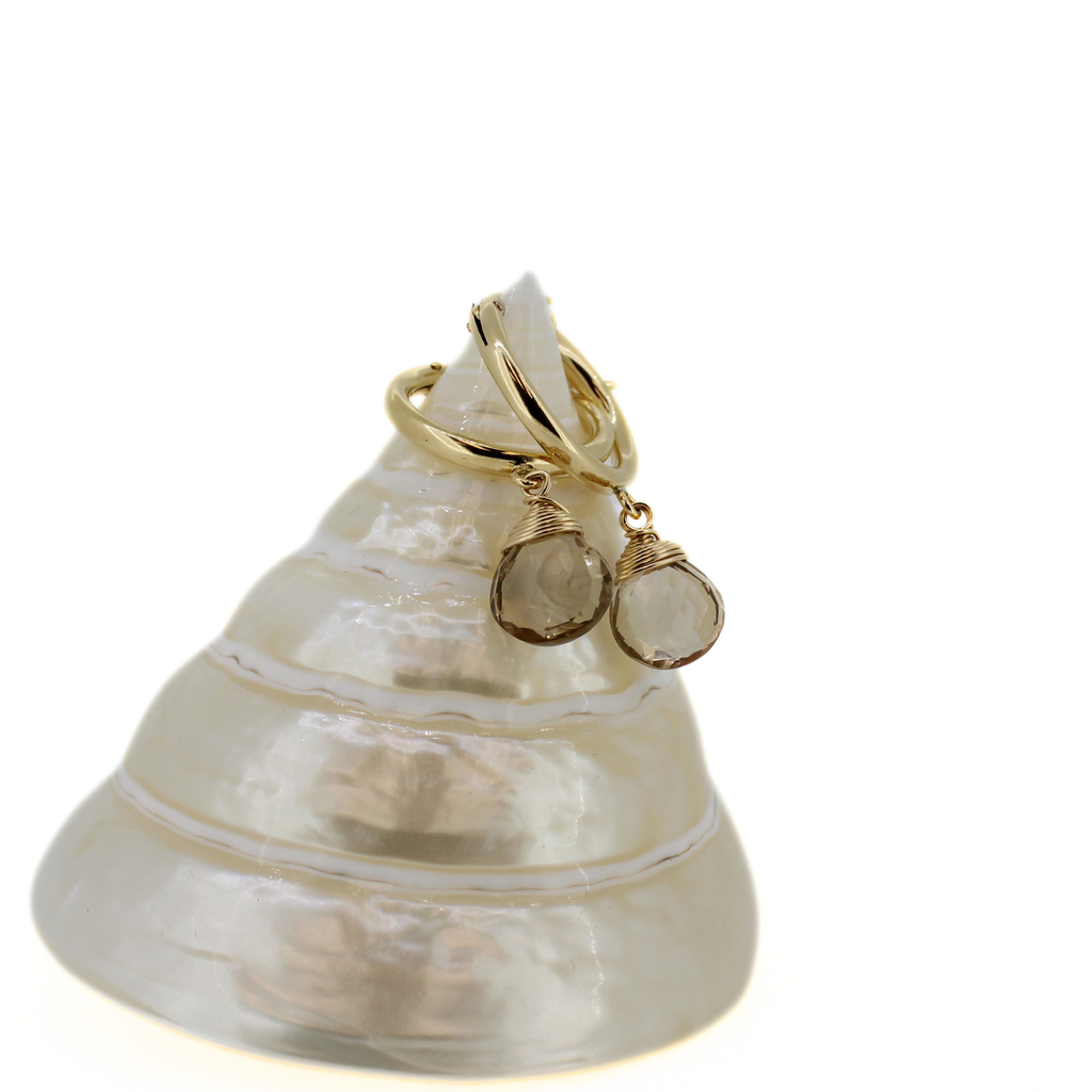 Gold Fill 18mm Hoops w/ Champagne Topaz