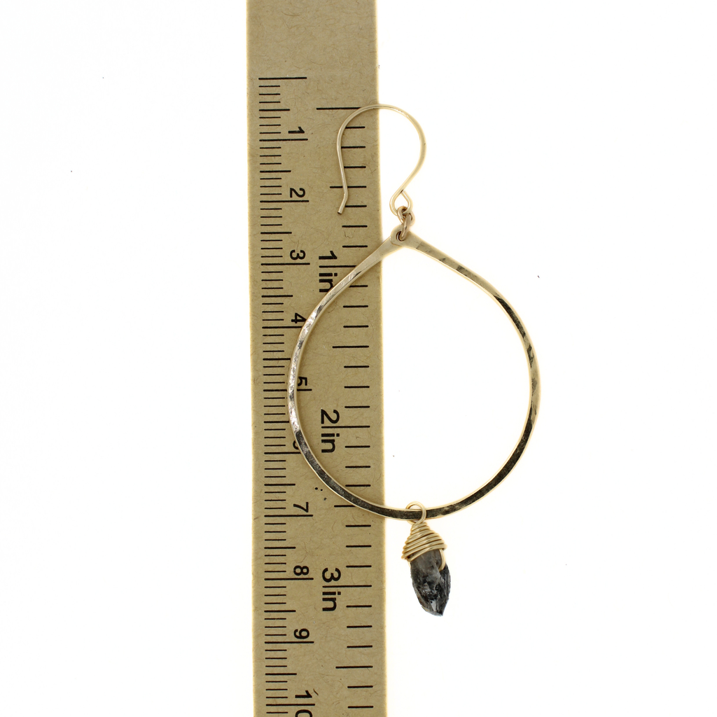 Gold Fill Chunky Herkimer Diamond Tear Drop Hoop Earrings