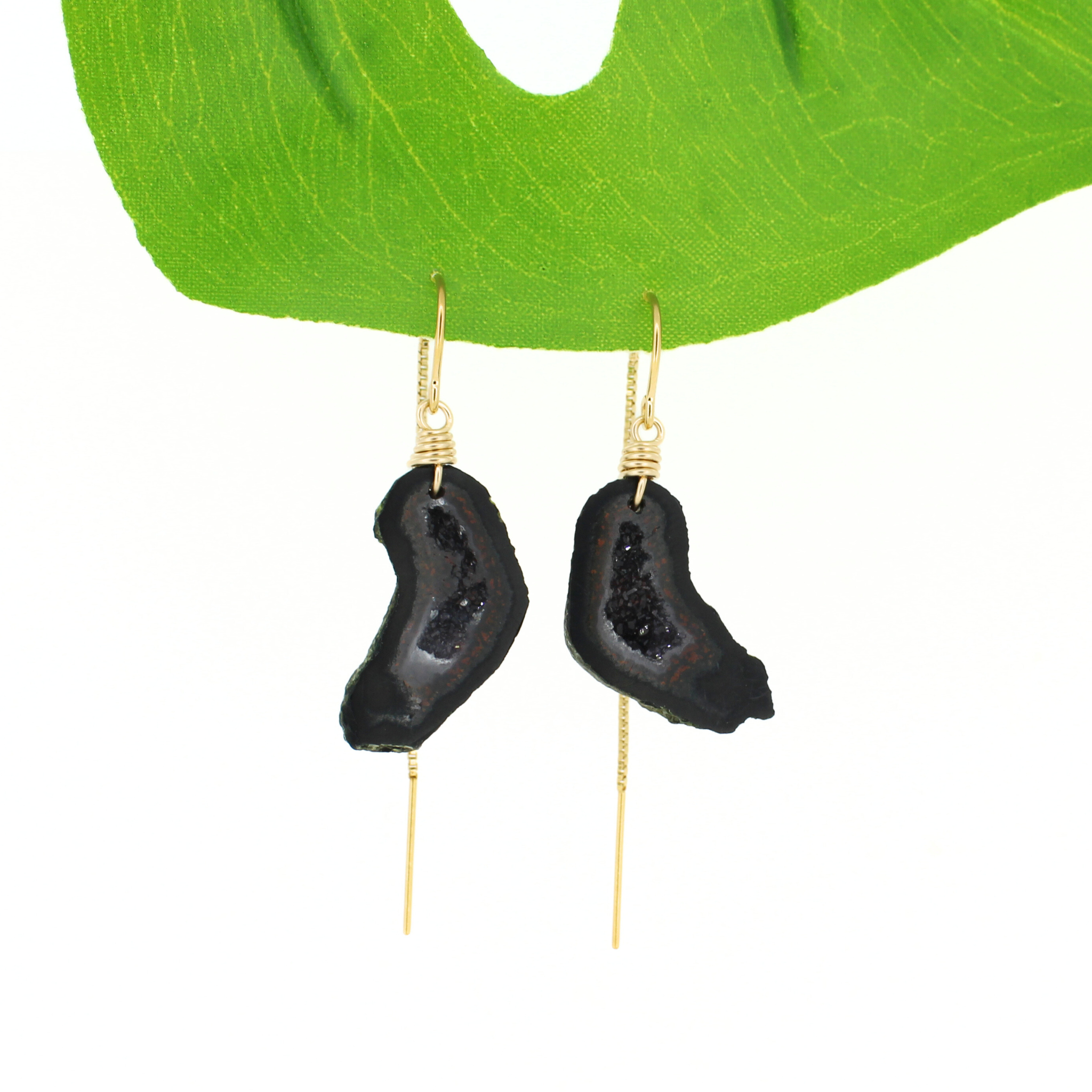 Gold Fill Druzy Geode Threader Earrings