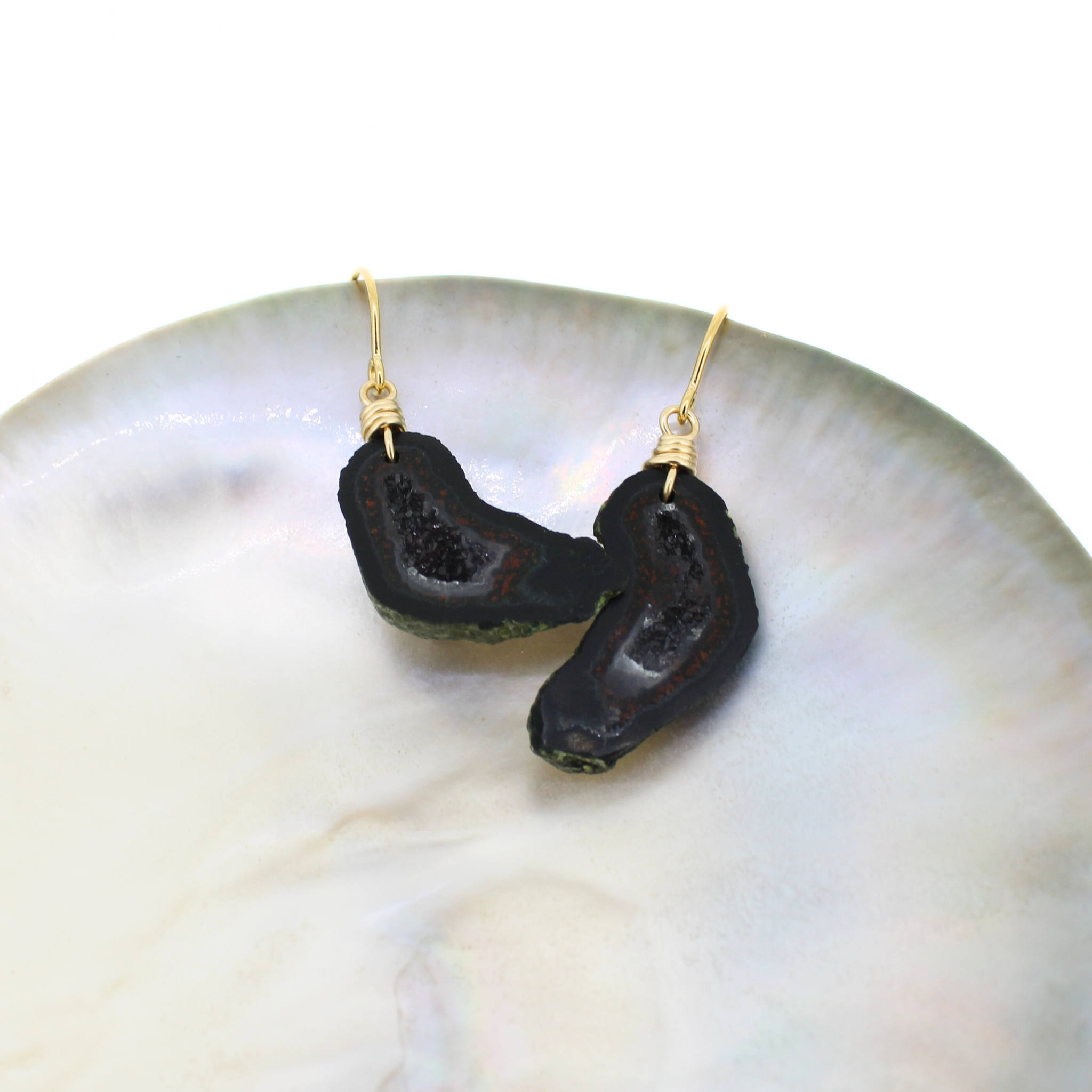 Gold Fill Druzy Geode Threader Earrings