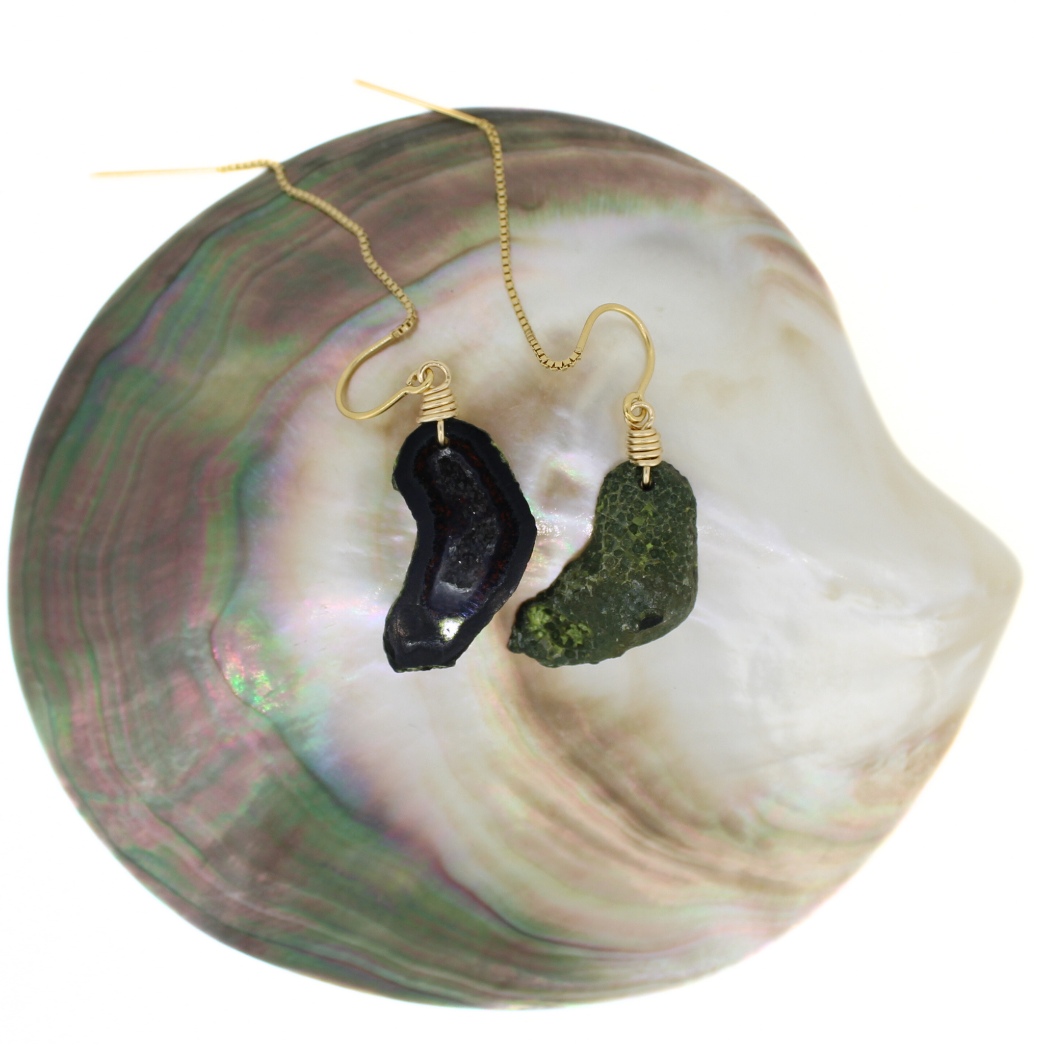 Gold Fill Druzy Geode Threader Earrings