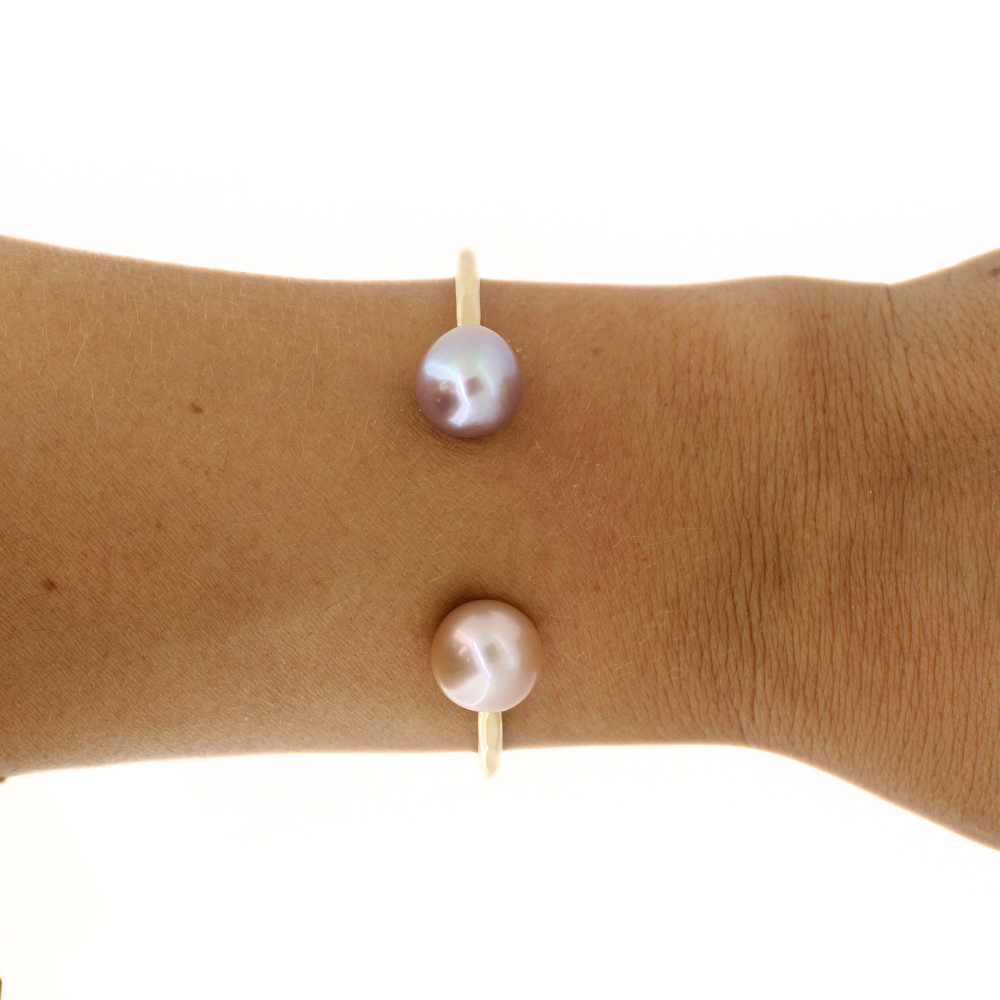 Gold Double Edison Pearl Cuff Size Small