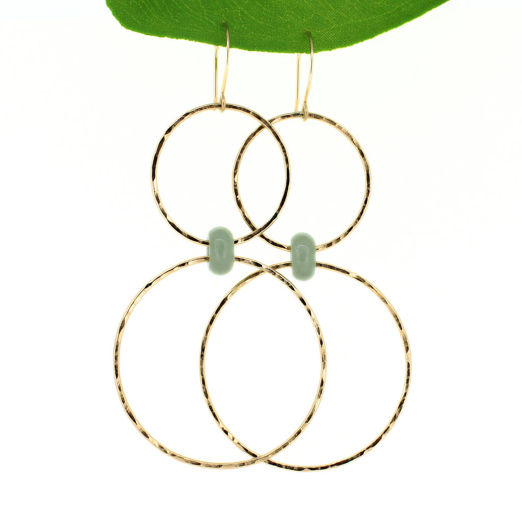 Brianne & co. 14k gold fill double hoop earrings with green jade