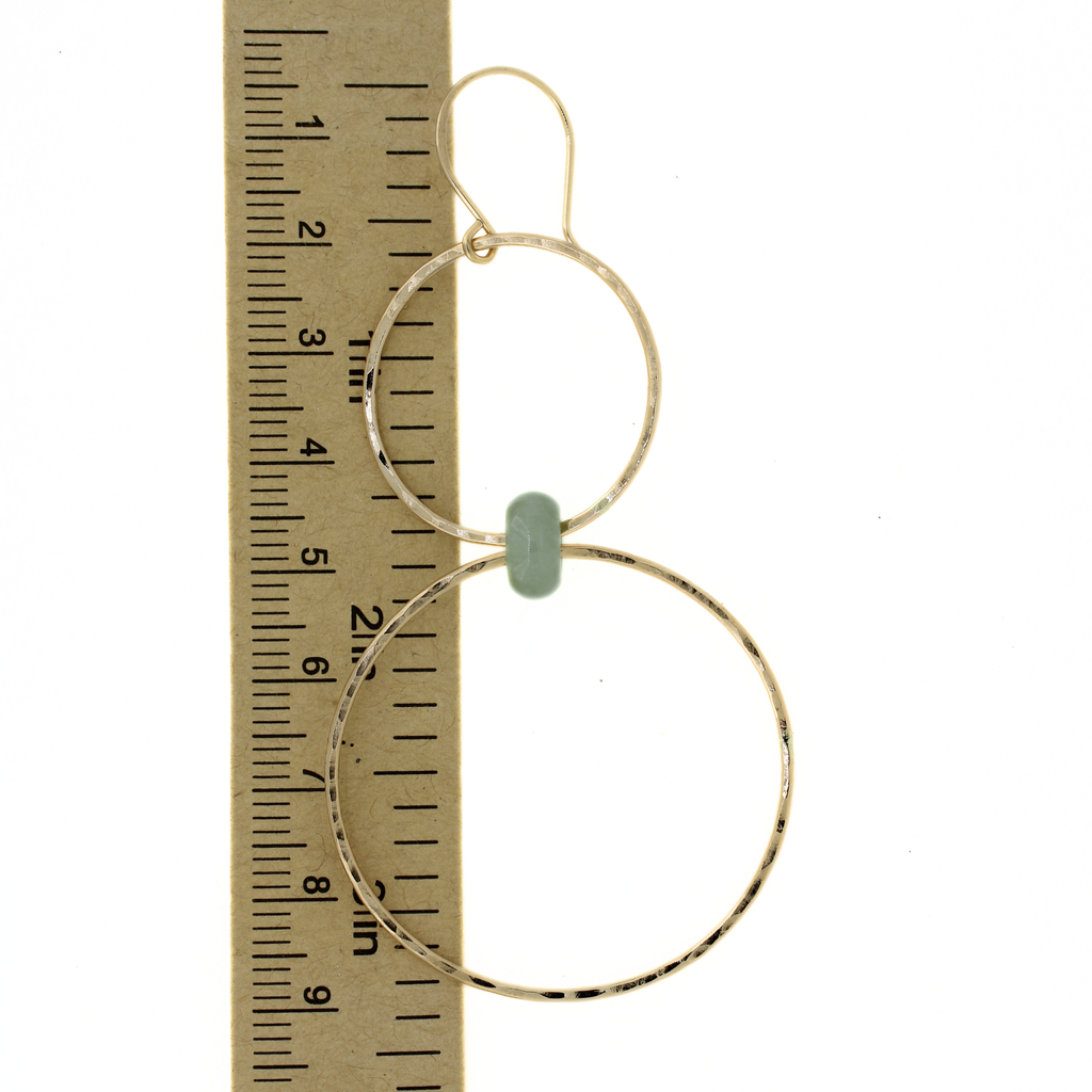Gold Fill Double Hoop Jade Earrings