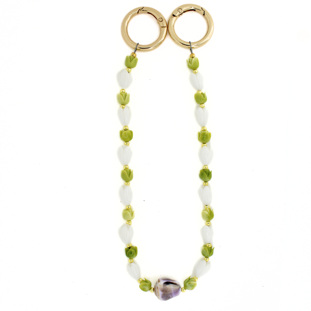 Short Pikake & Pakalana Purse Lei with Cone Shell