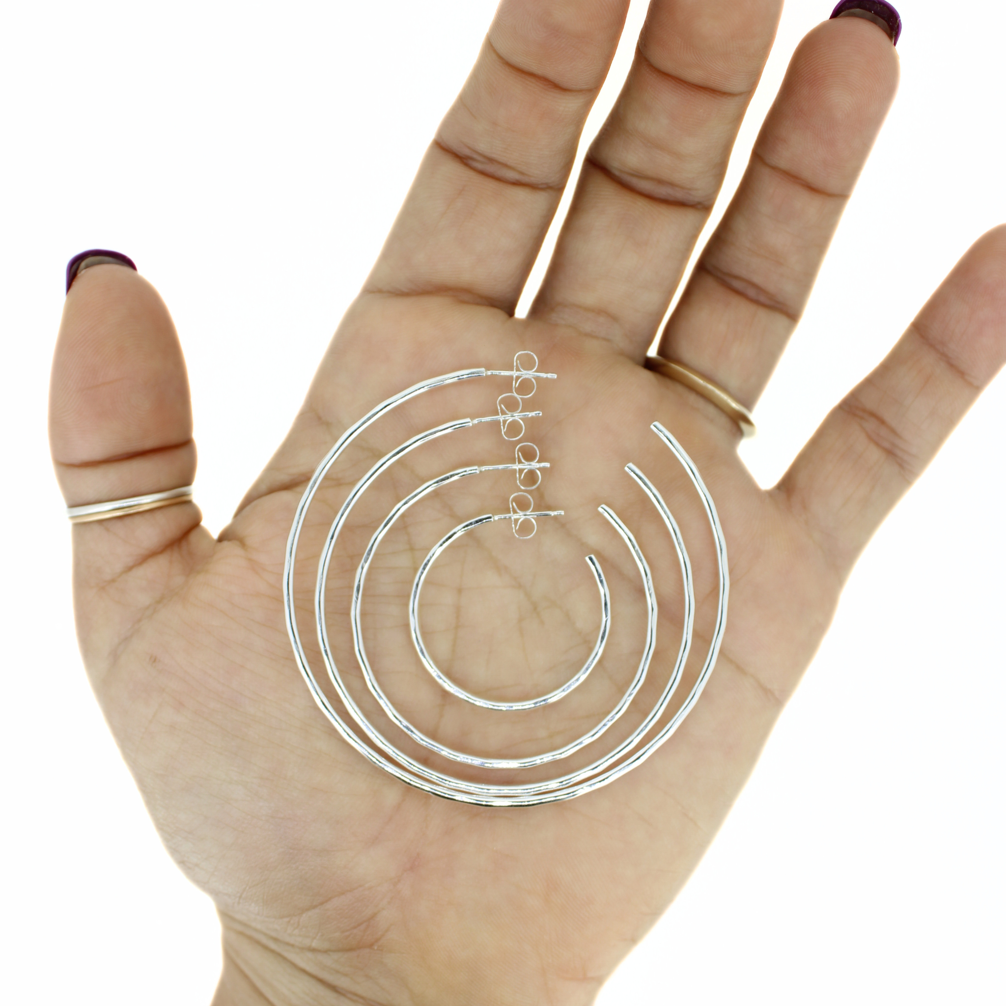 Sterling Silver Hammered Hoop Earrings