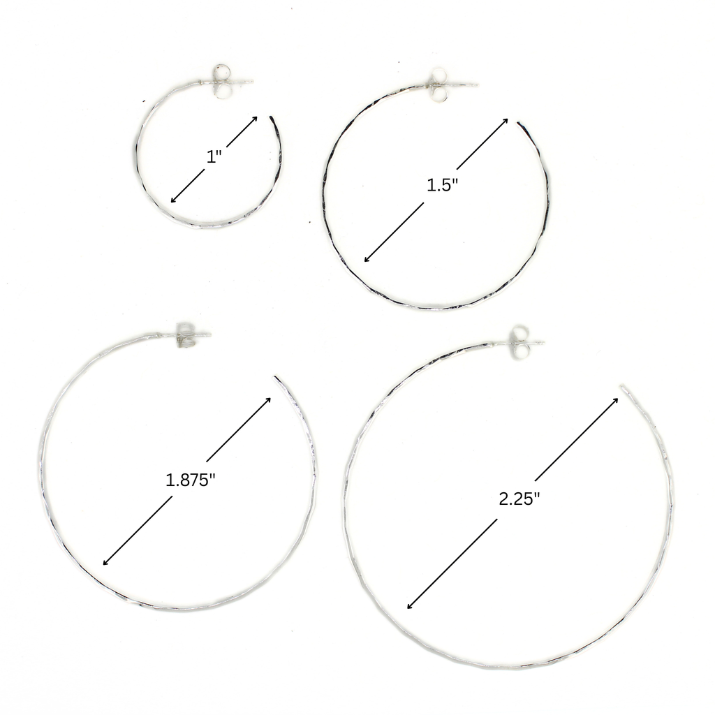Sterling Silver Everyday Hammered Hoop Earrings