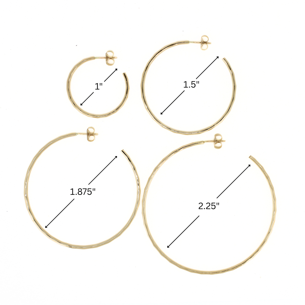 Gold Fill Everyday Hammered Hoop Earrings
