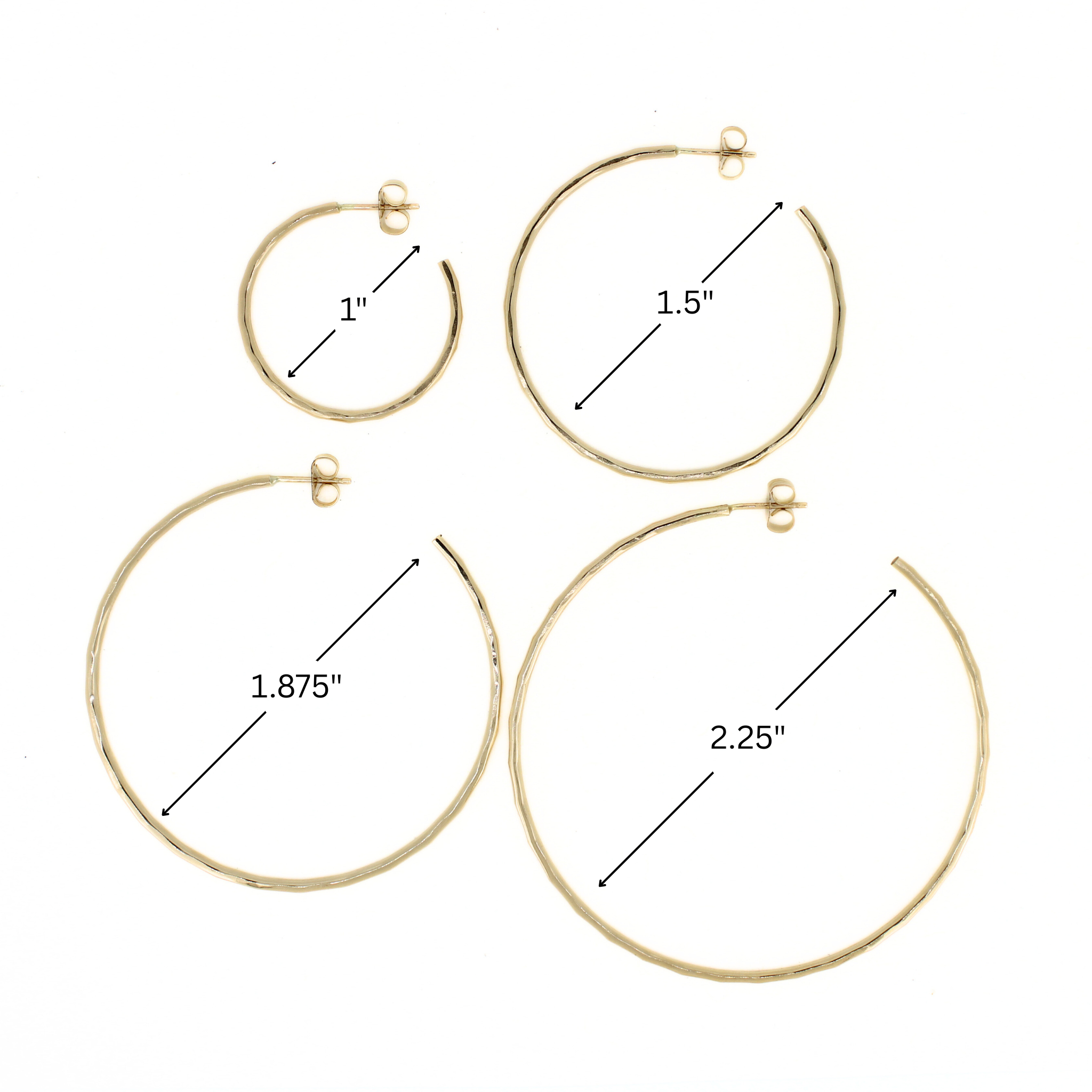 Gold Fill Everyday Hammered Hoop Earrings