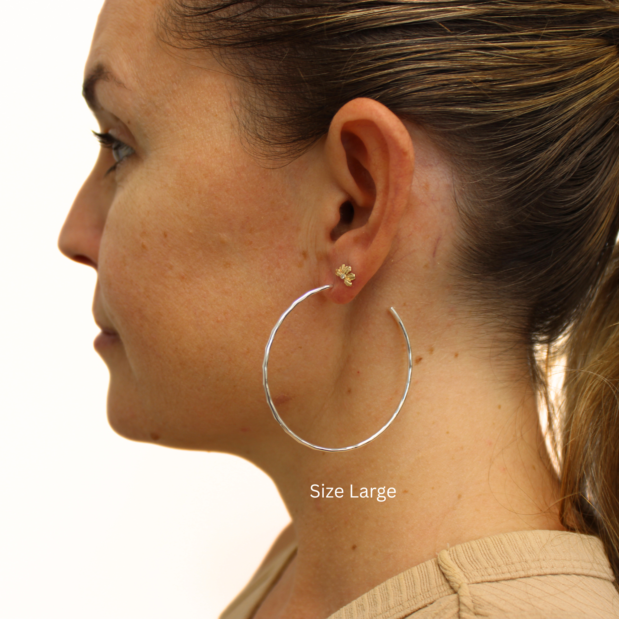 Sterling Silver Hammered Hoop Earrings