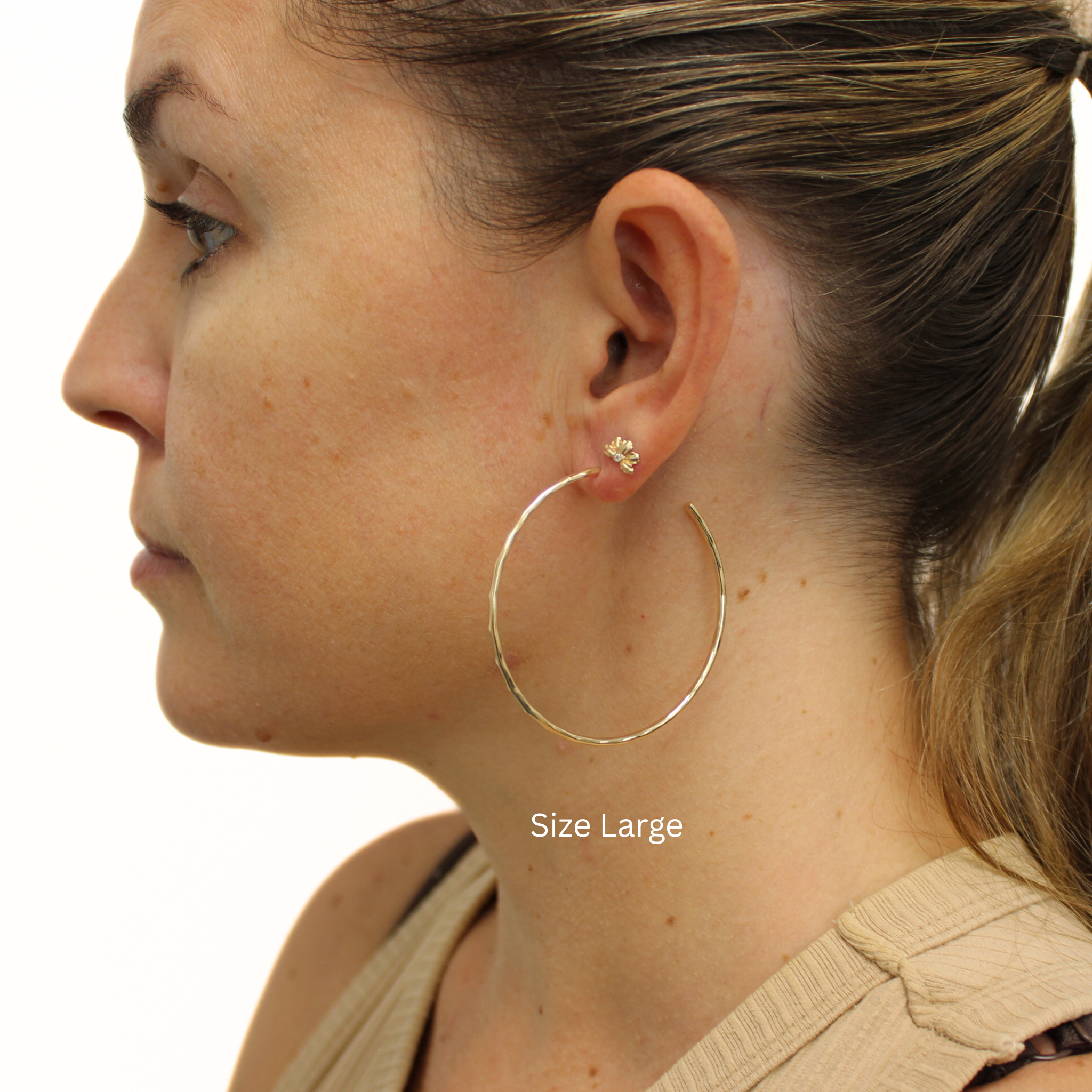 Gold Fill Everyday Hammered Hoop Earrings