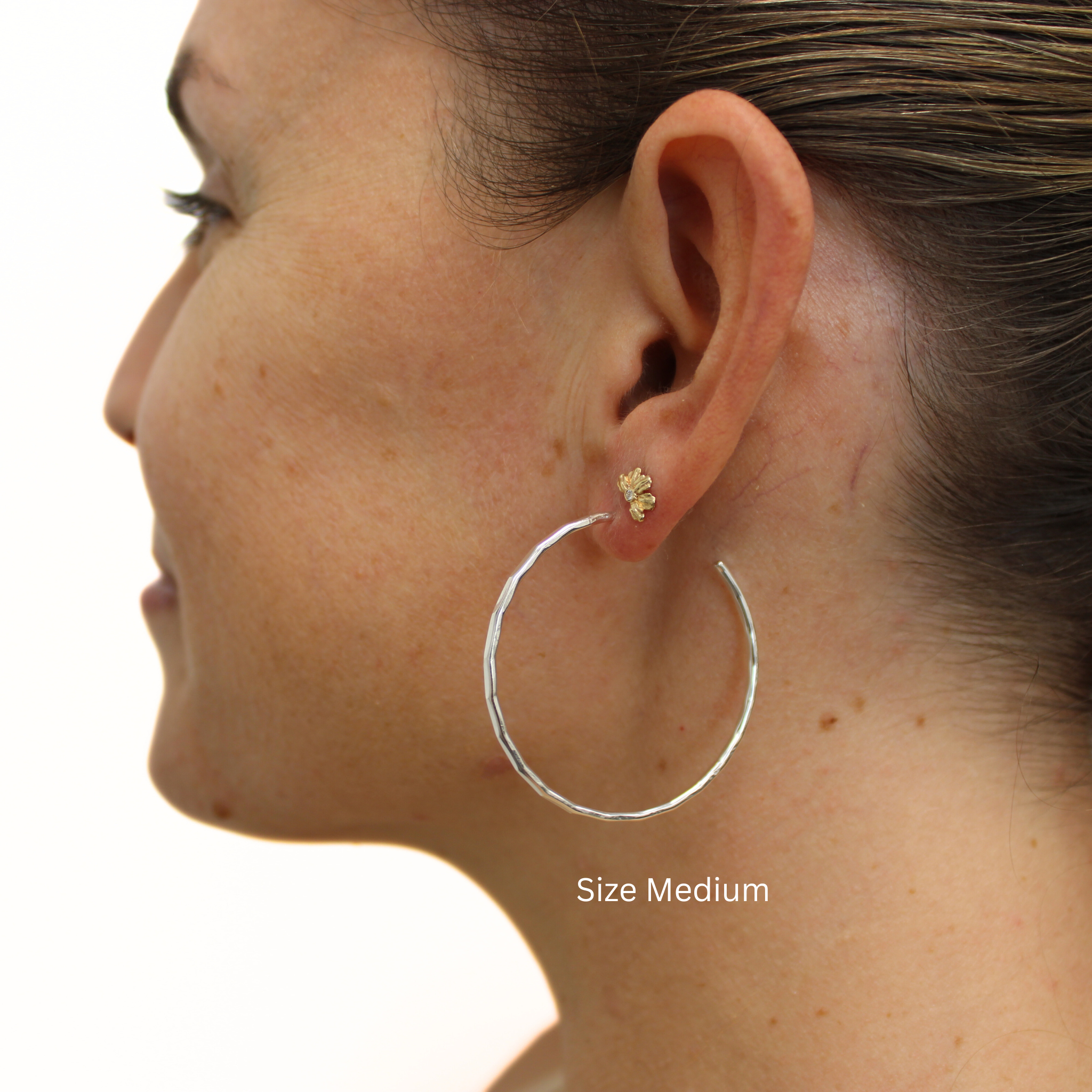 Sterling Silver Everyday Hammered Hoop Earrings