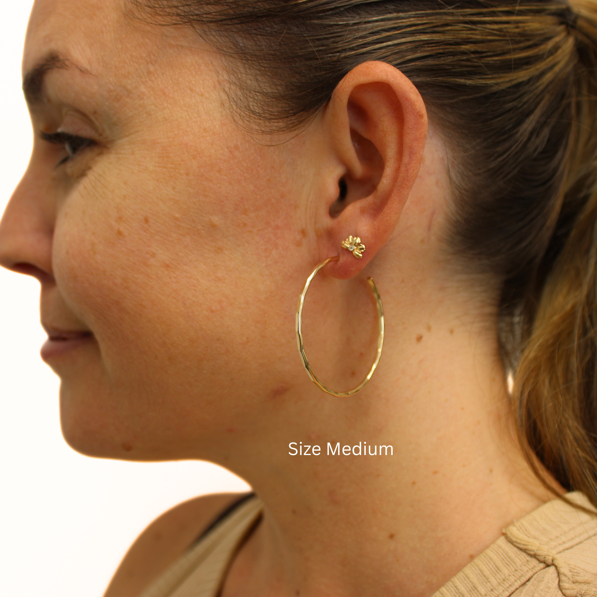 Gold Hammered Hoop Earrings