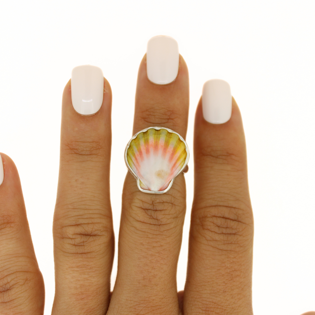 Sterling Silver Sunrise Shell Ring Size 5