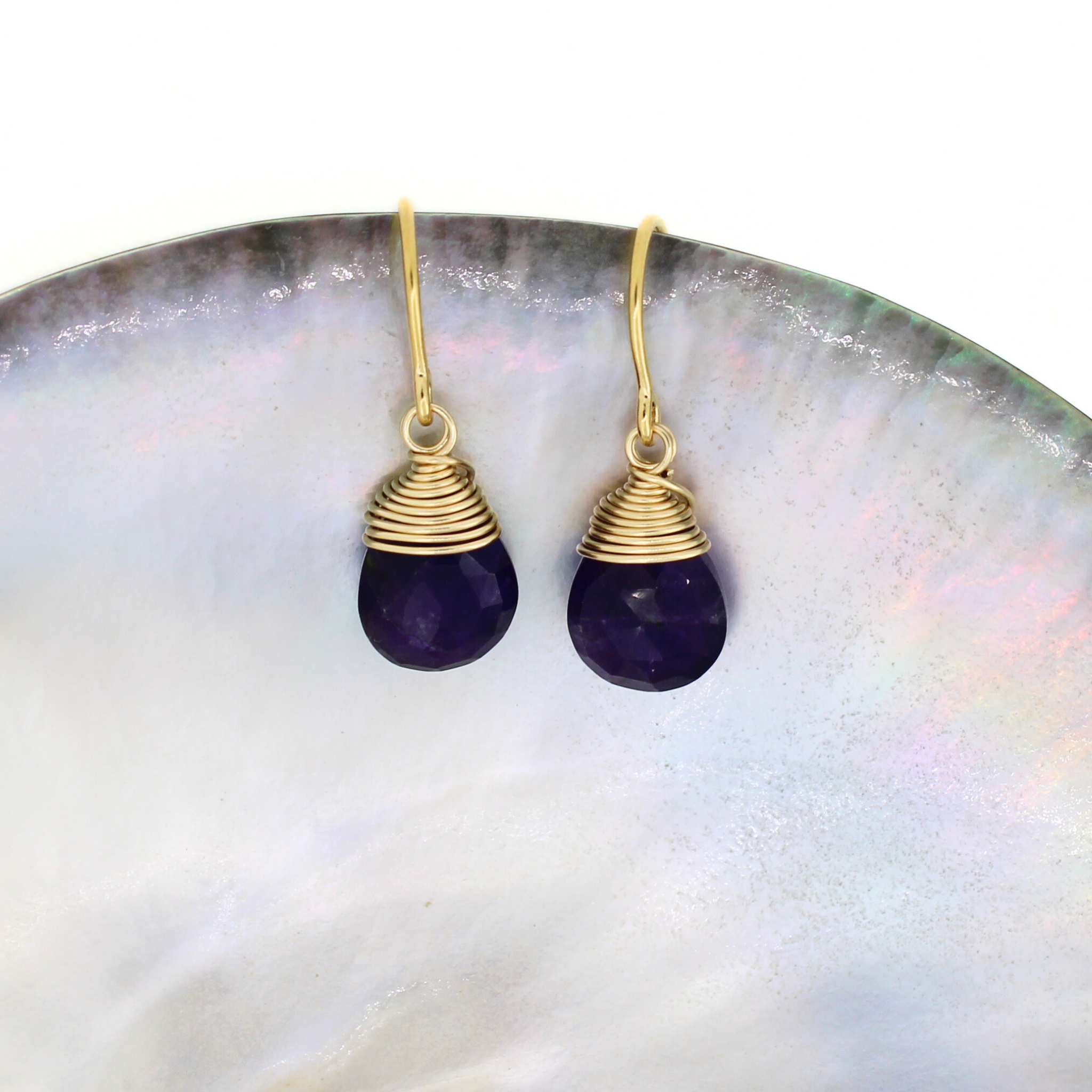 Gold Fill Amethyst Short Threader Earrings