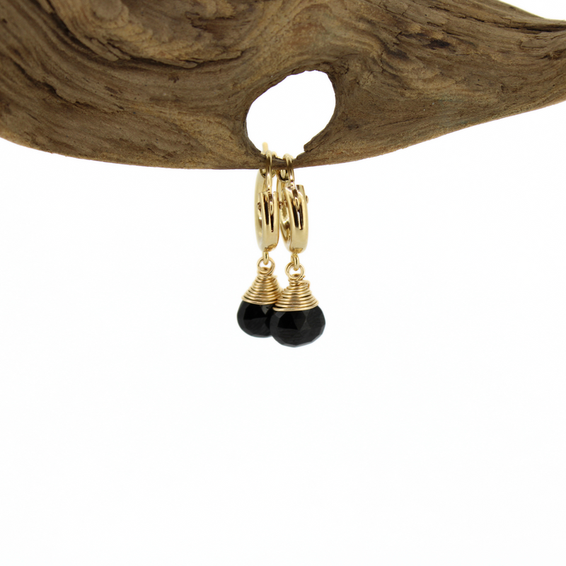 Brianne & Co gold fill gemstone hoop earrings