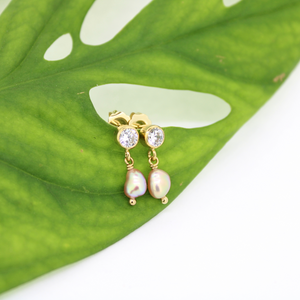 Brianne & Co pink edison keshi pearls on cz stud earrings
