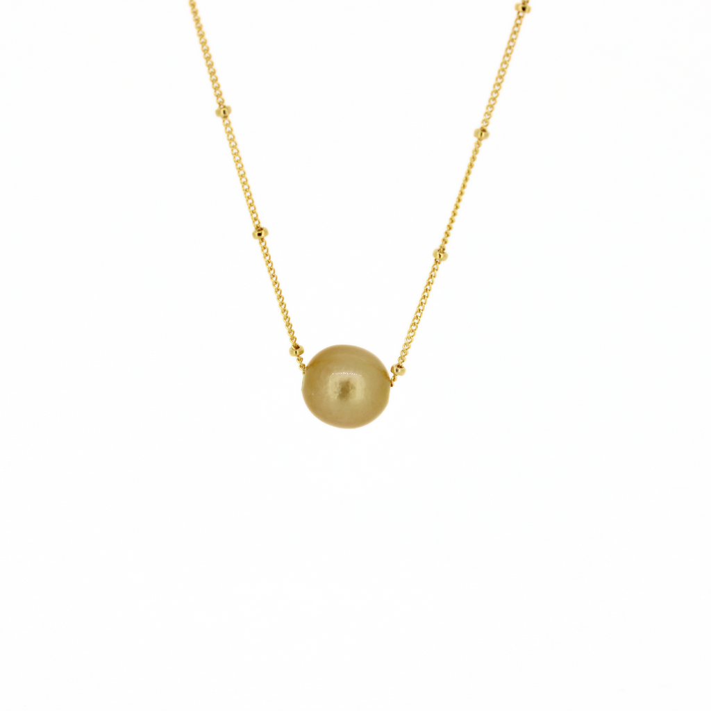 Brianne & Co golden south sea pearl necklace with gold fill chain