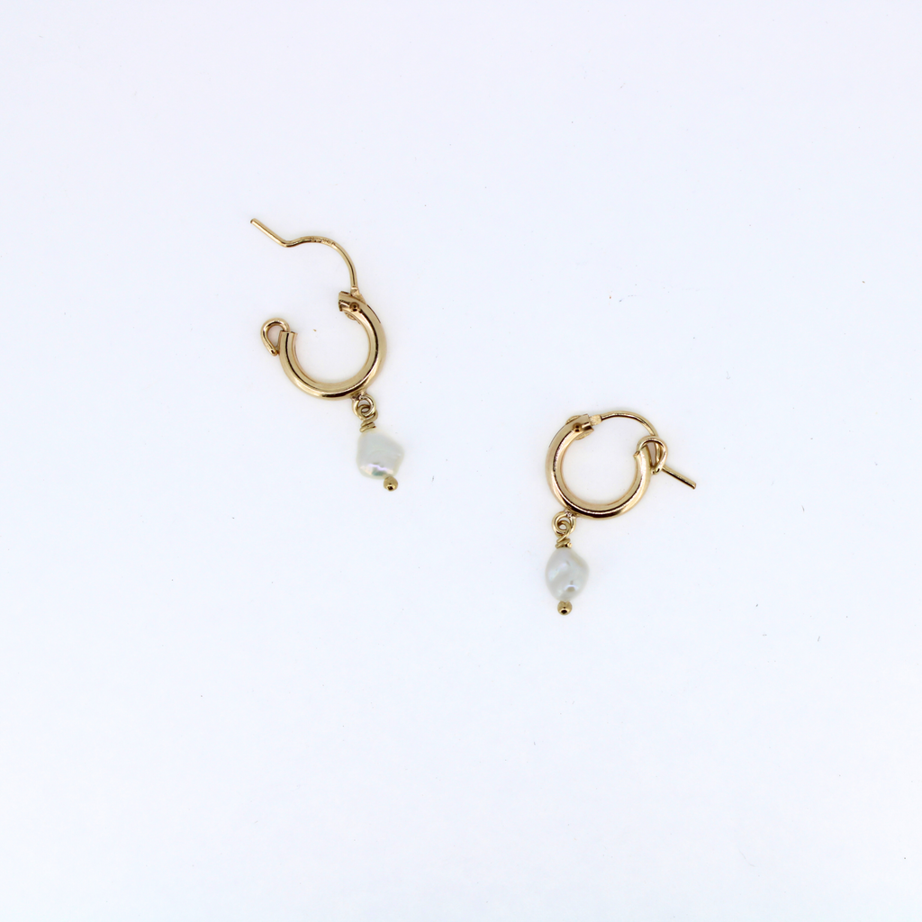 Brianne & Co white keshi Edison pearls on 12mm gold fill hoops