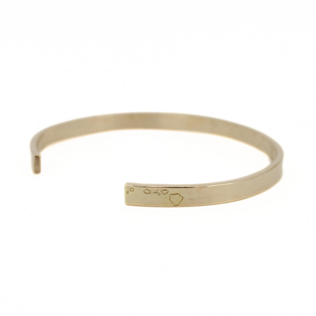 Brianne and Co Gold Fill KAUAI Stamped Cuff with stamped Hawaiian Island chain