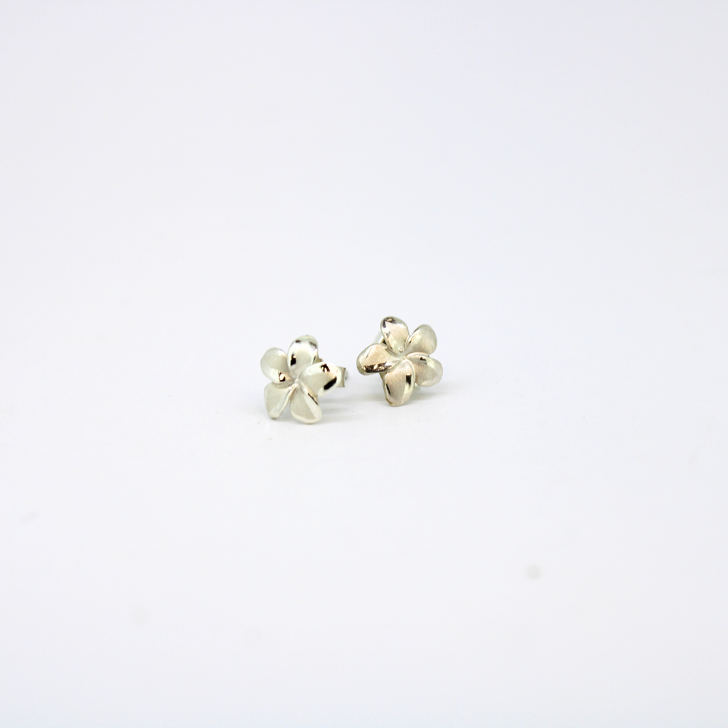 Sterling silver plumeria flower pua melia stud earrings Brianne & Co.