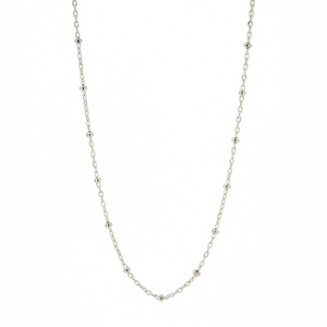 Brianne and Co. Sterling Silver Satellite Chain w/ 2mm beads hanging with a white background