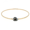 Gold fill bangle with dark grey Tahitian keshi pearl hand made by Brianne & Co. front view