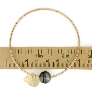 Gold Tahitian pearl bangle w/ Kauai island charm handmade by Brianne & Co. size 8