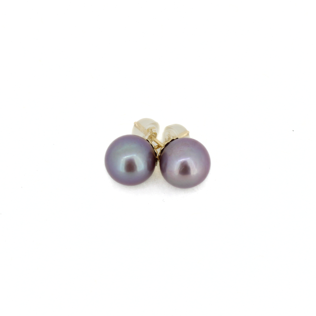 14k Gold Purple Edison Pearl Stud Earrings