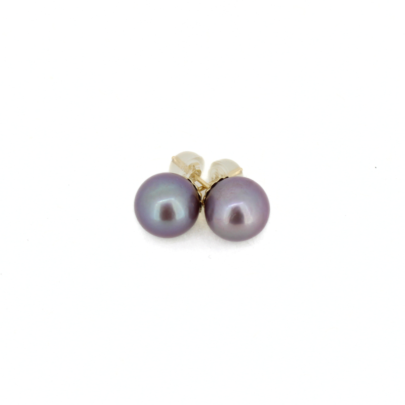 14k Gold Purple Edison Pearl Stud Earrings