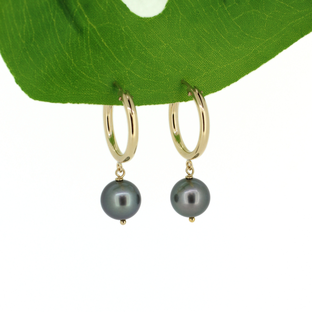 Brianne & Co. 14k gold fill 18mm hoop earrings with genuine Tahitian pearls 