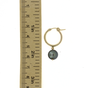 Gold Fill 18mm Tahitian Pearl Hoop Earrings