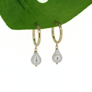 Brianne & Co. 14k gold fill 18mm hoop earrings with genuine white fresh water pearls