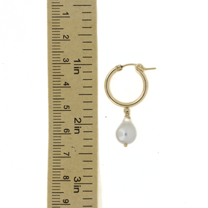 14k Gold Fill Hoops with White Freshwater Pearls